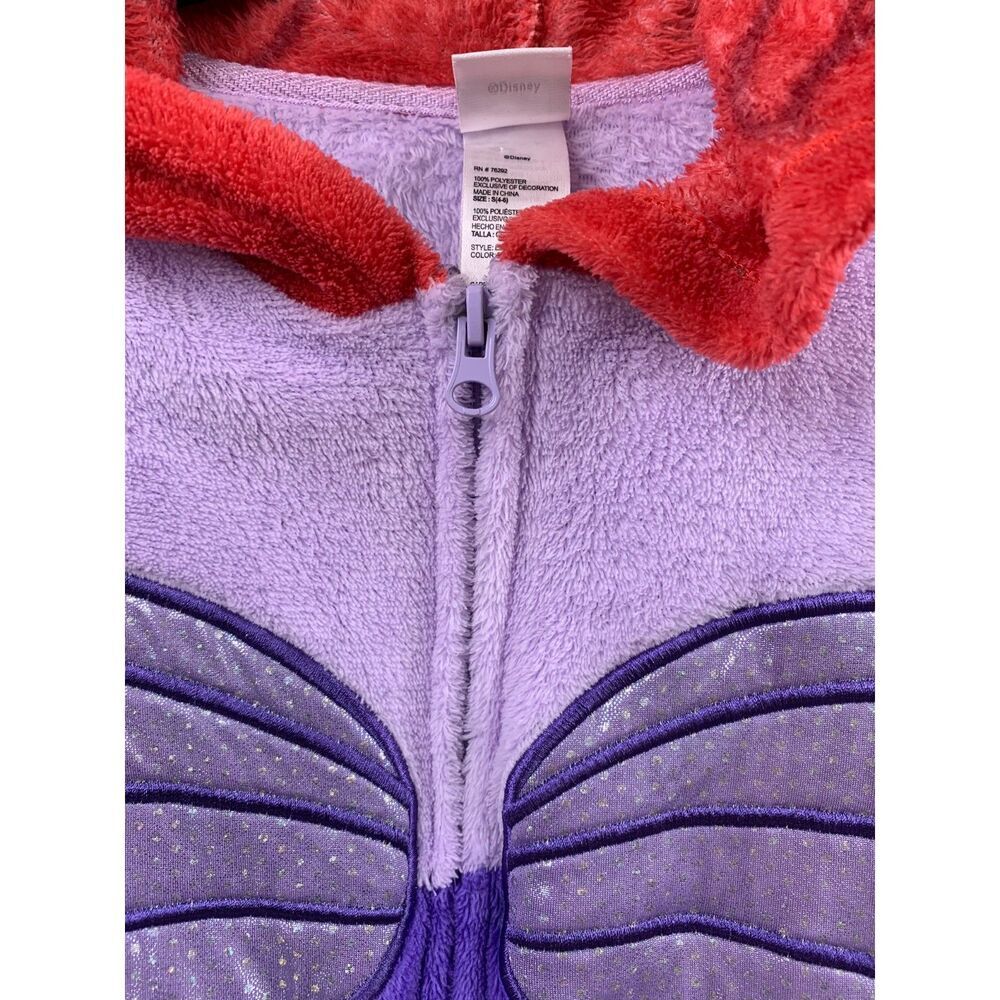 Disney Womens S Ariel Little Mermaid Purple Fleece Zip One Piece Costume Pajamas - Picture 4 of 13